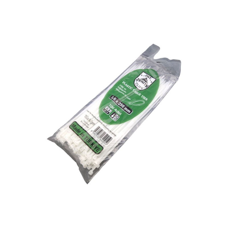 Colier plastic 3.6x250mm alb (100 buc/punga)