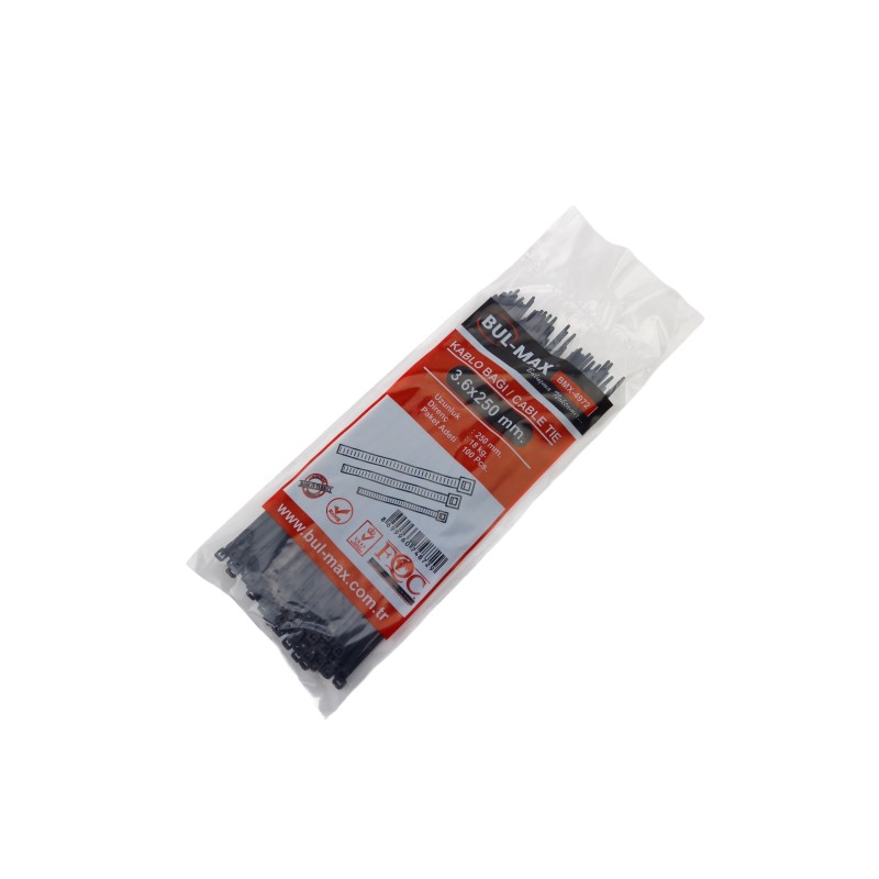 Colier plastic 3.6x250mm negru (100 buc/punga)