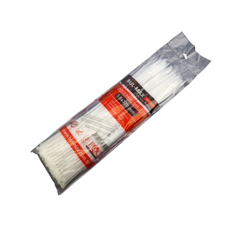 Colier plastic 3.6x370mm alb (100 buc/punga)