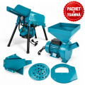 PACHET DE TOAMNA - Desfacator de porumb dublu, 800 kg/h, tambur ranforsat + Moara electrica cereale si știuleți, cuva mare, 240 kg/oră, cutite ranforsate, 4 site incluse + Adaptor moara pentru fructe, BROMAN