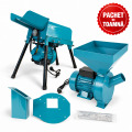 PACHET DE TOAMNA - Desfacator de porumb dublu, 800 kg/h, tambur ranforsat + Moara electrica cereale si știuleți, cuva mare, 240 kg/oră, cutite ranforsate, 4 site incluse + Adaptor moara pentru furaje si resturi vegetale, BROMAN
