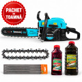 PACHET DE TOAMNA - Drujba benzina 5200+, lama 38 cm + Lant de drujba 32 + Set 3 pile pentru drujba 4.8 mm + Ulei de amestec rosu 500 ml +  Ulei de ungere 1 L