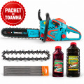 PACHET DE TOAMNA - Drujba benzina 6100+, lama 38 cm + Lant de drujba 32 + Set 3 pile pentru drujba 4.8 mm + Ulei de amestec rosu 500 ml +  Ulei de ungere 1 L