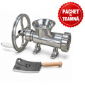 PACHET DE TOAMNA - Masina de tocat carne, aluminiu, nr. 32, cu roata, BROMAN + Cutit tip satâr nr. 2, TR