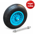 PACHET DE TOAMNA - Roata cu janta plastic 4.00-8, ax 14 + Ax pentru roata roaba 14 x 205 mm, BROMAN