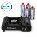 Pachet PROMO camping - Aragaz de camping + 4 buc rezerve butelie gaz camping, 227g