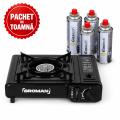 PACHET DE TOAMNA - Aragaz de camping + 4 buc rezerve butelie gaz camping, 227 g