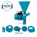 Pachet PROMO - Moara electrica cereale si stiuleti, cuva inalta + adaptoare pentru fructe si resturi vegetale