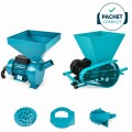 Pachet PROMO - Moara electrica cereale si știuleți, cuva mare + Zdrobitor de struguri electric, max 500 kg/ora + Adaptor moara pentru fructe, BROMAN