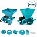Pachet PROMO - Moara electrica cereale si știuleți, cuva mare + Zdrobitor de struguri electric, max 500 kg/ora + Adaptor moara pentru furaje si fructe, BROMAN