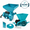 Pachet PROMO - Moara electrica cereale si știuleți, cuva mare + Zdrobitor de struguri electric, max 500 kg/ora + Adaptor moara pentru furaje si resturi vegetale, BROMAN