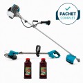 Pachet PROMO - Motocoasa benzina 6200+, 2 timpi, 8 accesorii incluse + Motocoasa electrica EC-38V + Ulei de amestec rosu 500 ml