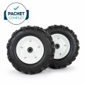 Pachet PROMO - Set 2 roti 4.00-8, profil tractor cu rulment, ax 20 mm, BROMAN